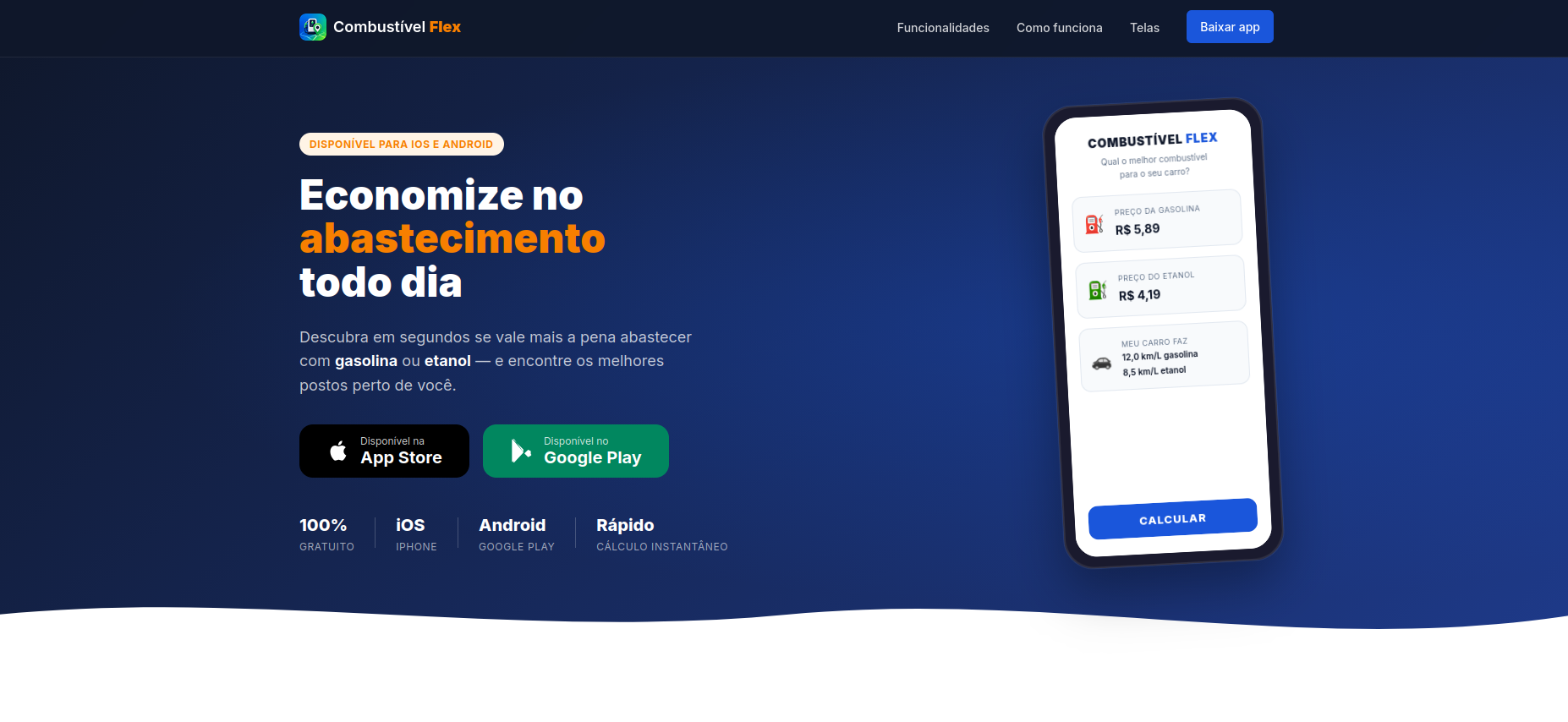 Tela do projeto Combustível Flex.